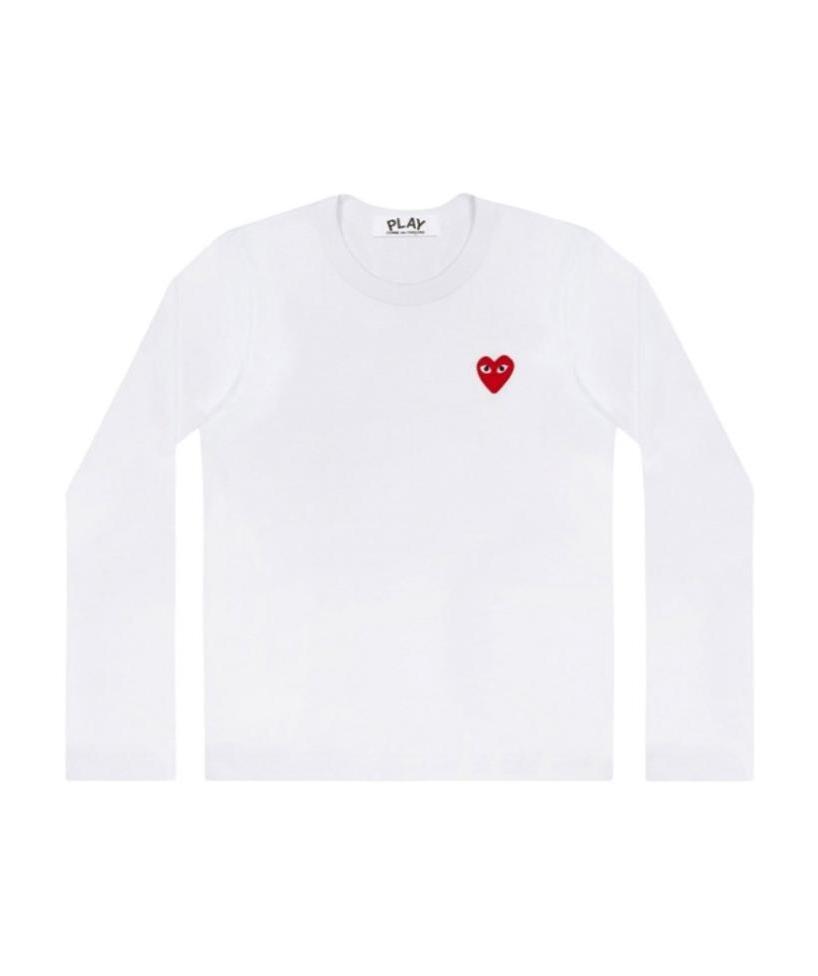 Comme Des Garçons Play Red Heart Long-sleeved T-shirt In White