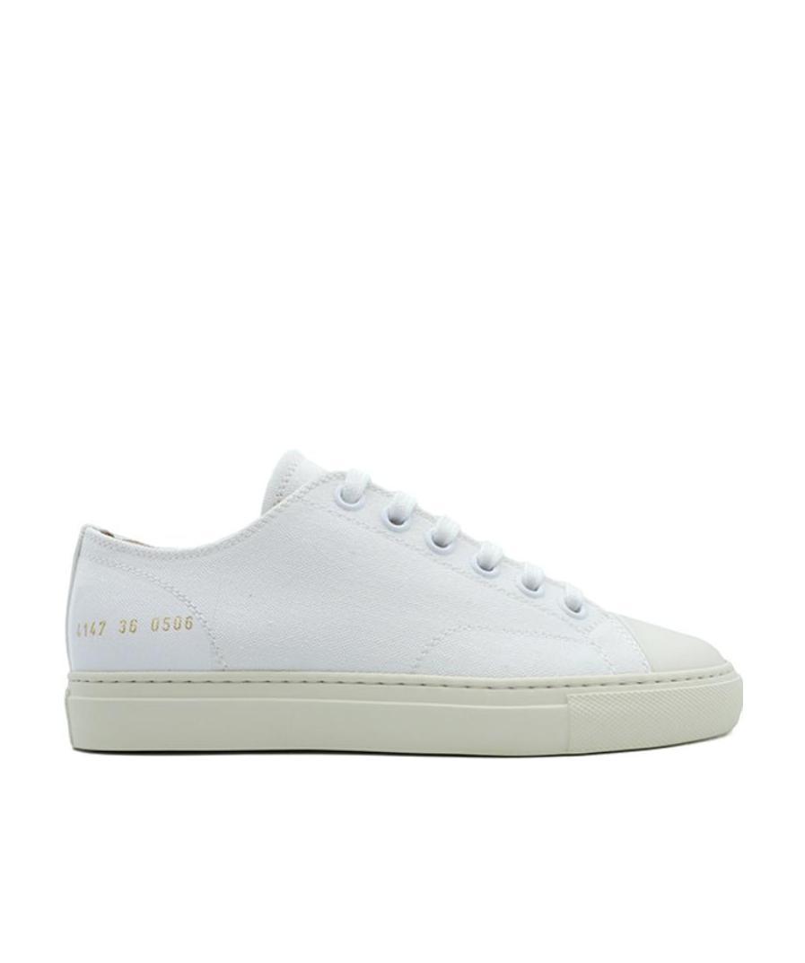 Common Projects Logo Lace Up Casual Sports Shoes In White