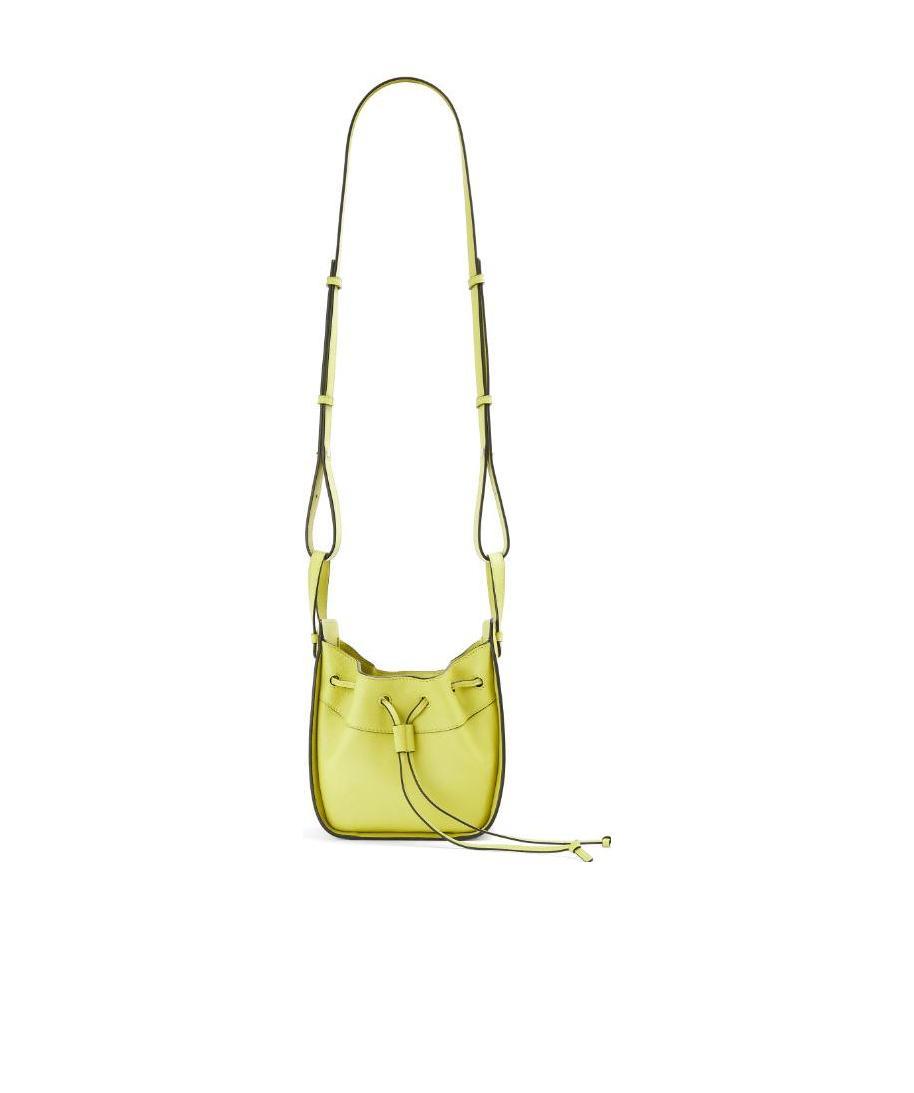 Loewe Hammock Logo-embossed Leather Bucket Bag In Yellow