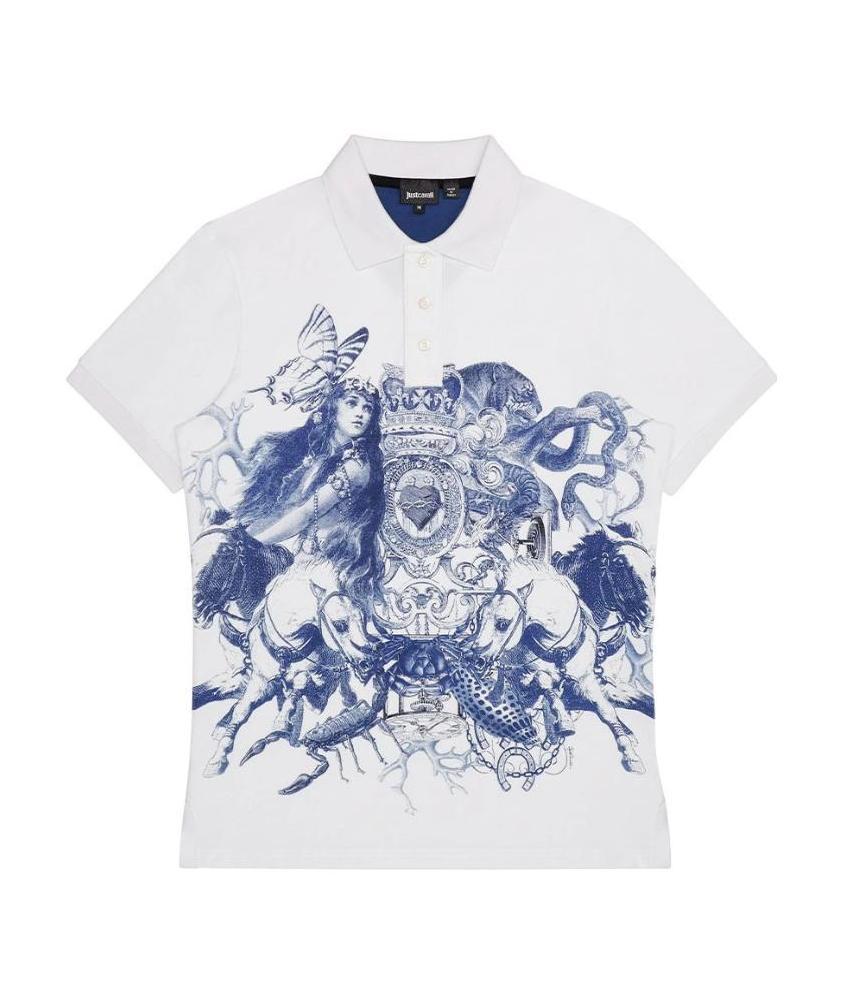 JUST CAVALLI PATTERN POLO SHIRT