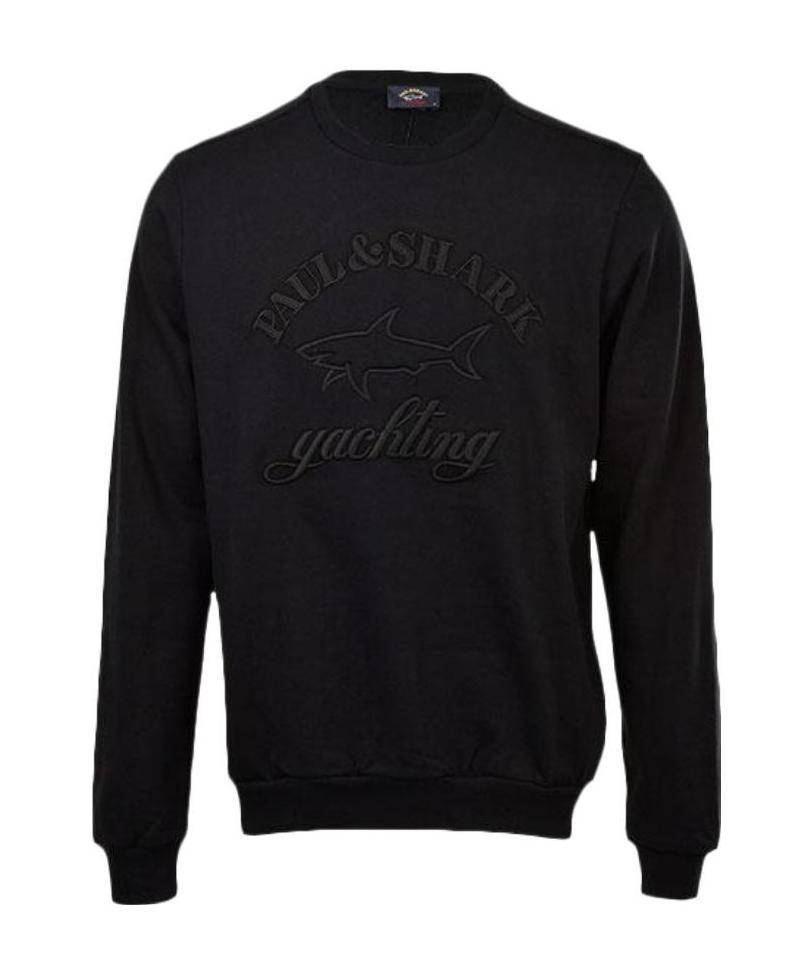 Paul & Shark Round-necked Logo Sweater In Black