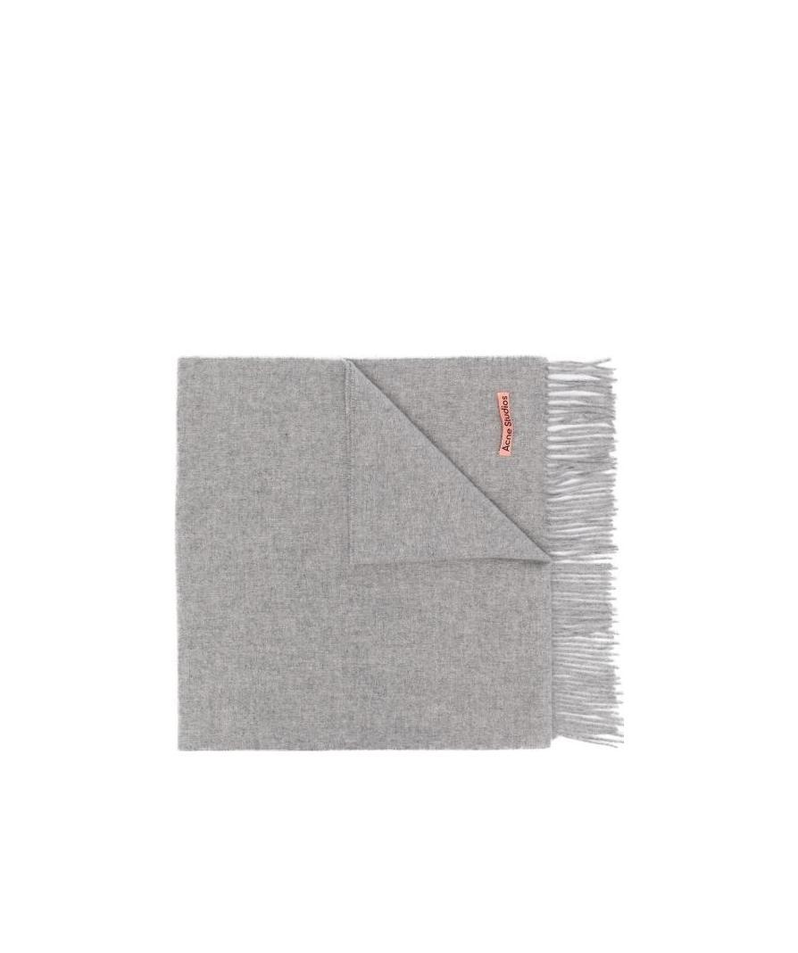 Acne Studios Fringed Wool Scarf In Gray