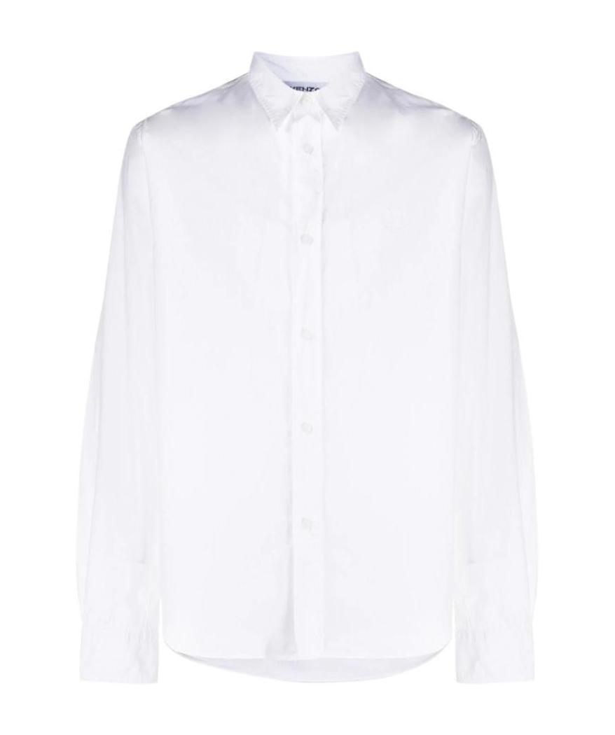 Kenzo Tiger Embroidered Button-front Shirt In White