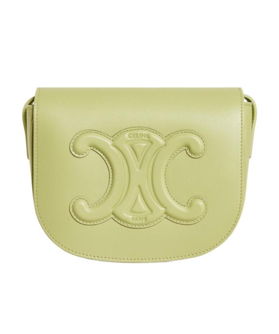 Celine Folco Smooth Cowhide Leather Shoulder Bag In Green