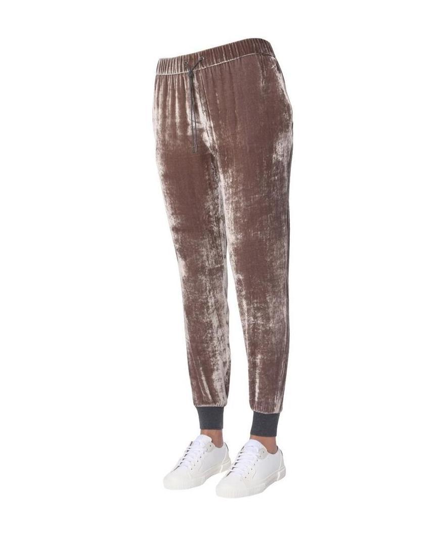 Fabiana Filippi Knitted Cuffs Velvet Trousers In Multicolor