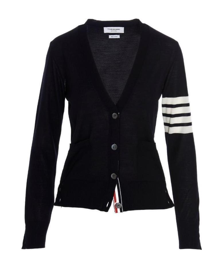 Thom Browne Gingerbread Cookie-intarsia Buttoned Cardigan In Black