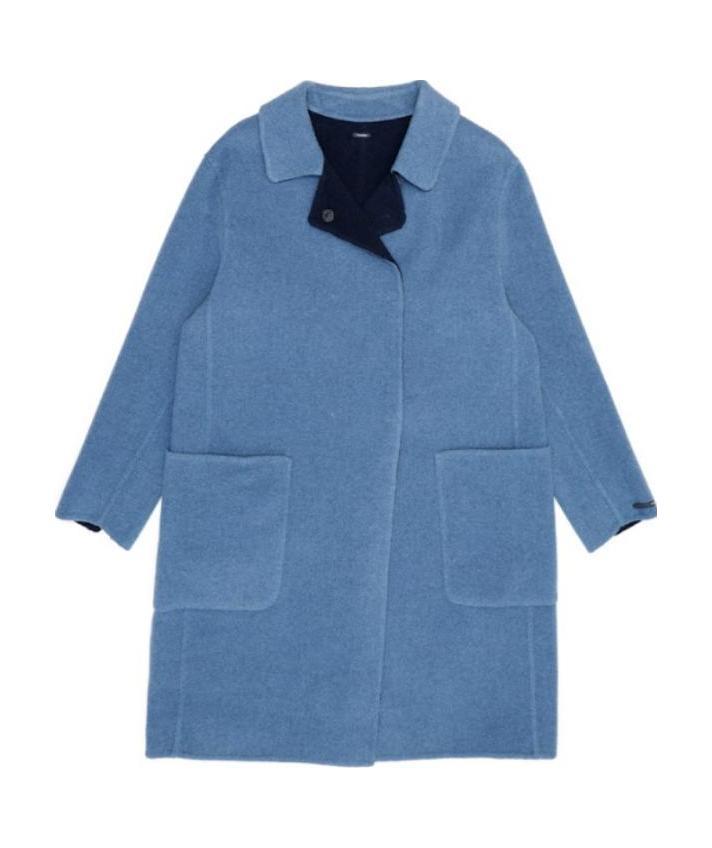 Max Mara Lapel Coat In Blue