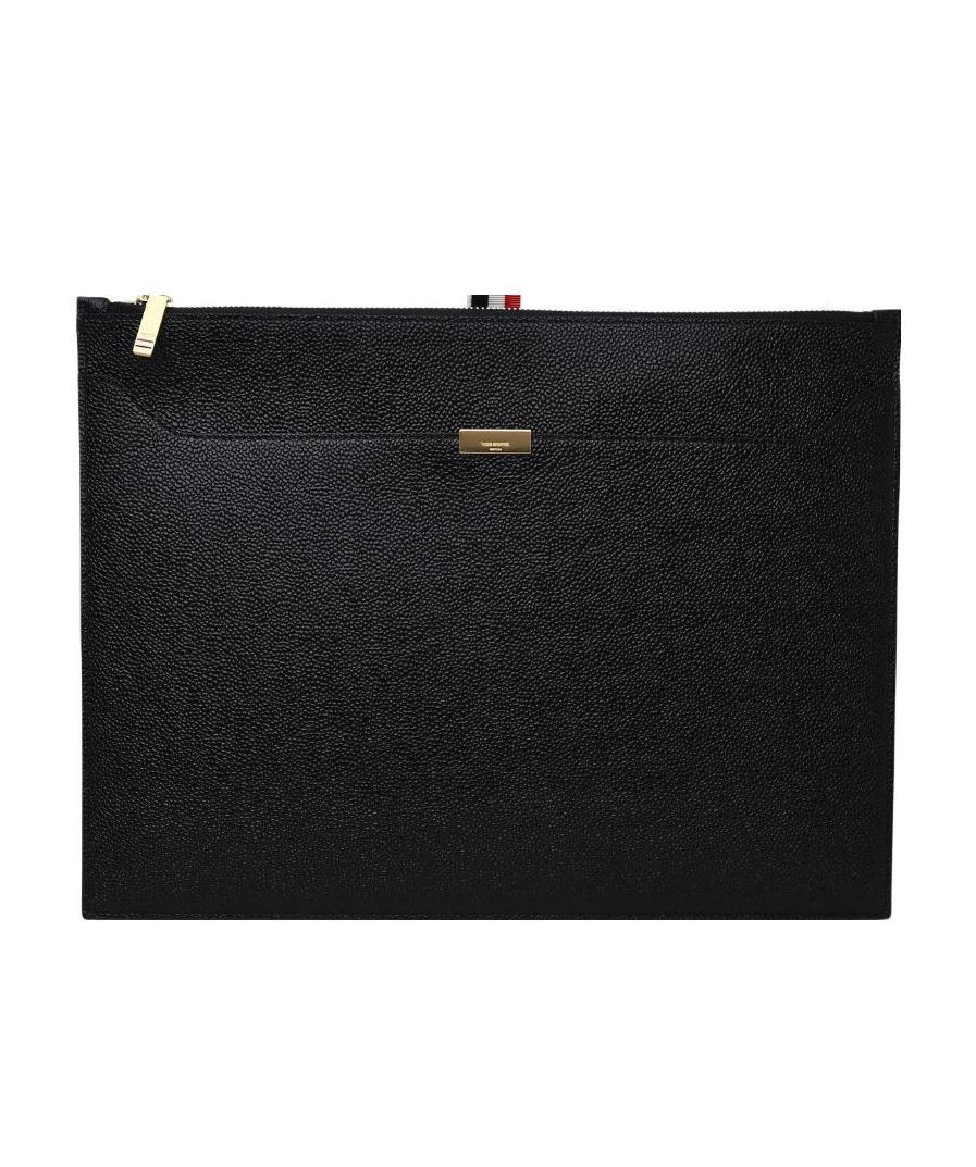Thom Browne Medium Zipped Clutch In Black