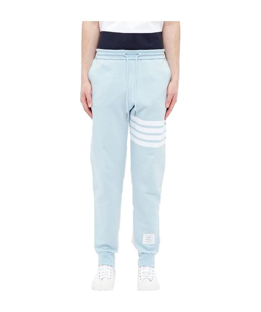 Thom Browne Logo-print Drawstring-waist Cotton Track Pants In Blue
