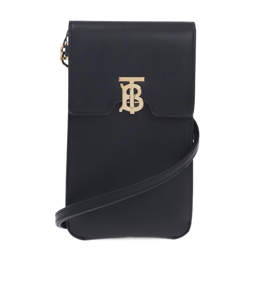 Burberry Tb-plaque Double-pouch Wallet In Black