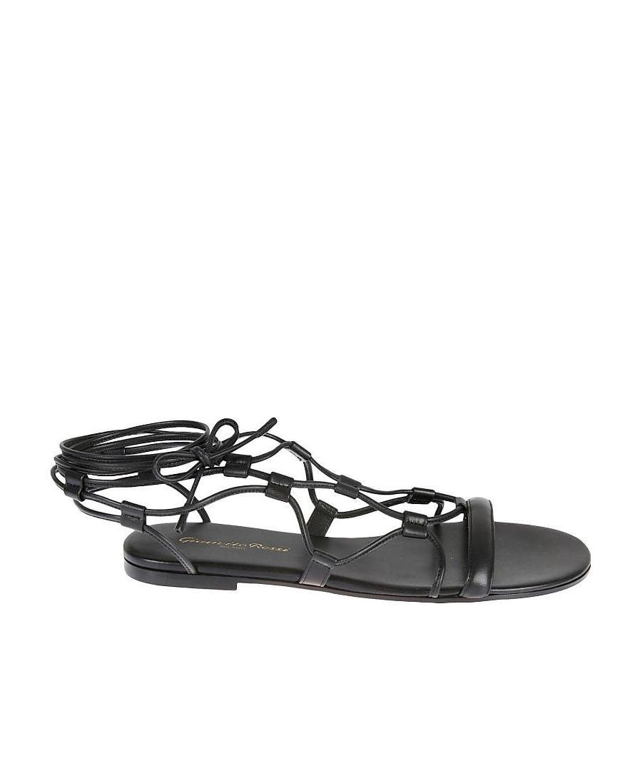 Gianvito Rossi Giza Lace-up Leather Sandals In Black