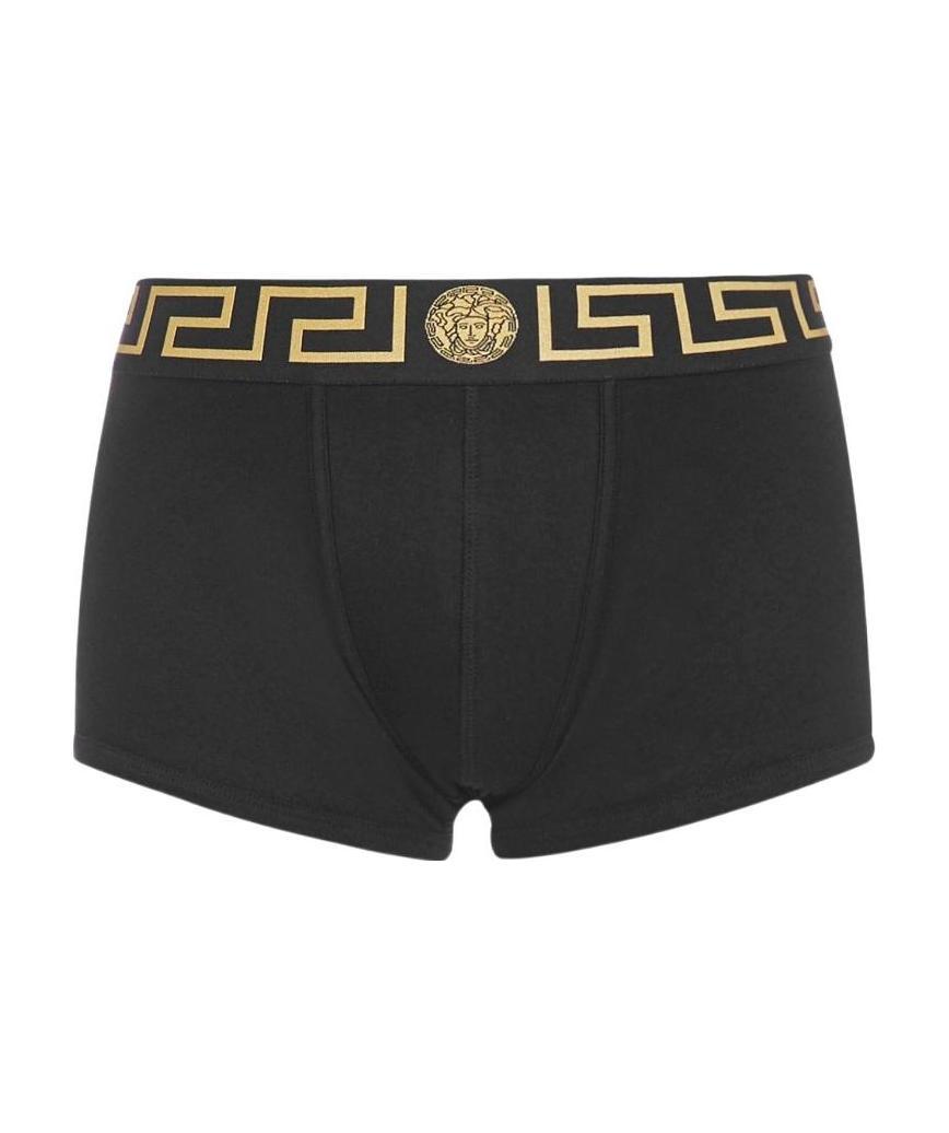 Versace Black Briefs With Elastic Waist With Medusa Print In Cotton Stretch Man In Black