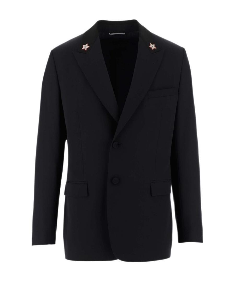 Dior Navy Blue Logo Suit Jacket In Black