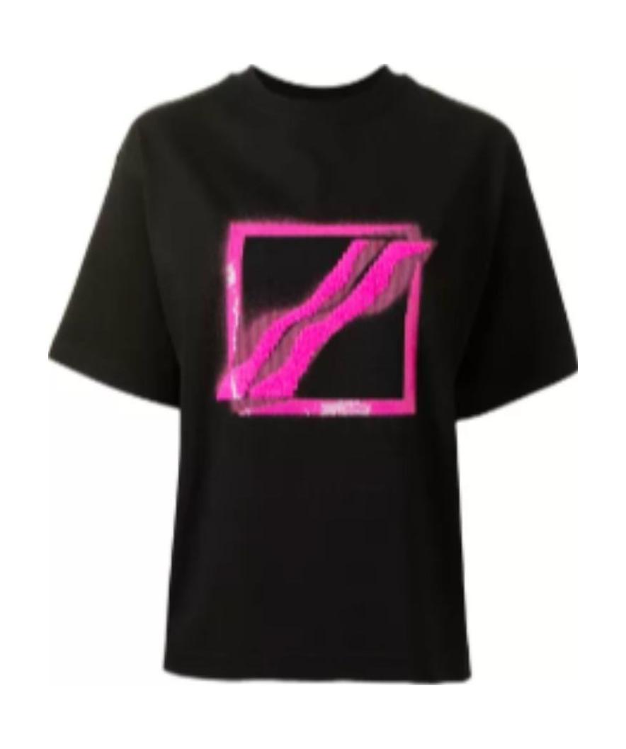 We11 Done Sequin-logo Cotton T-shirt In Black