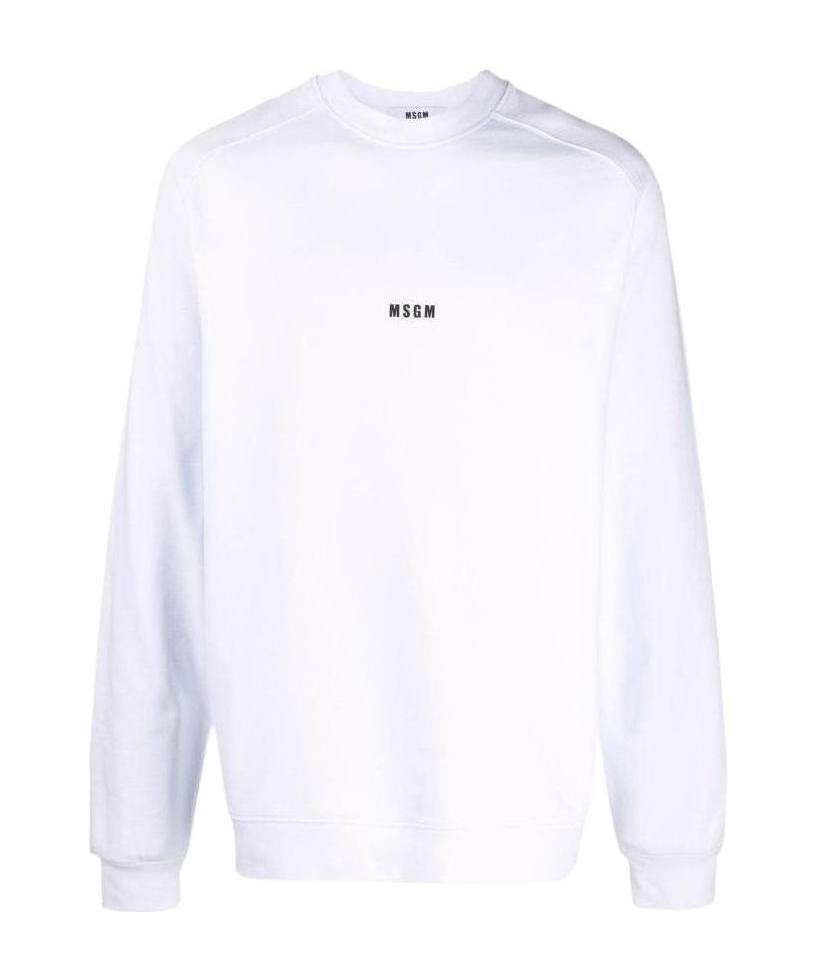 Msgm Crew Neck Sweatshirt With Logo In White