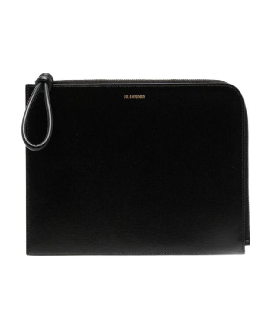 Jil Sander Logo-print Clutch Bag In Black