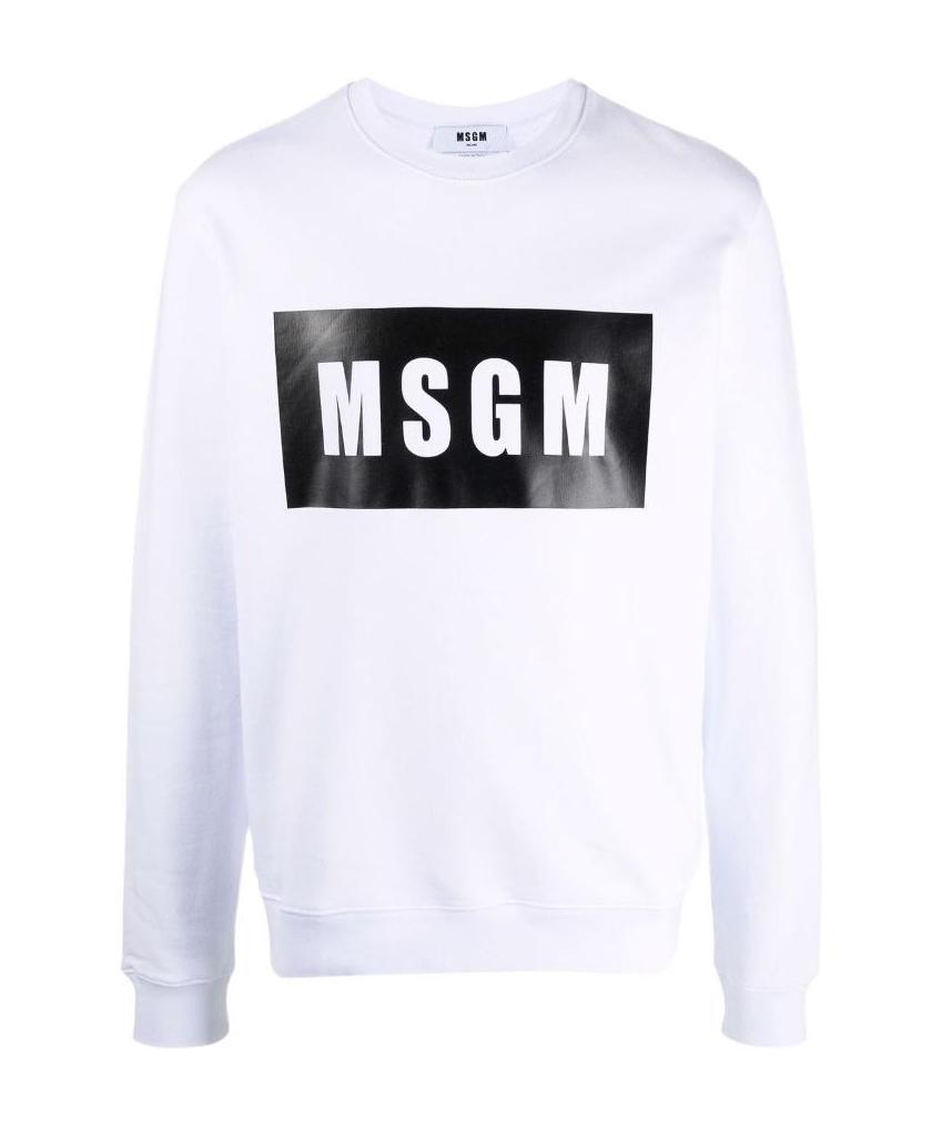 Msgm Logo Print Cotton Sweatshirt In White
