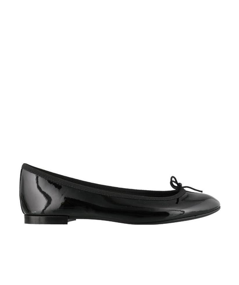 Repetto Bow Detail Patent Ballerina Shoes In Black