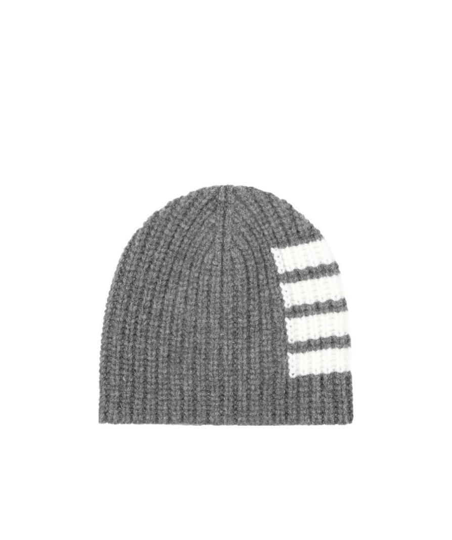 Thom Browne 4-bar Stripe Beanie In Gray