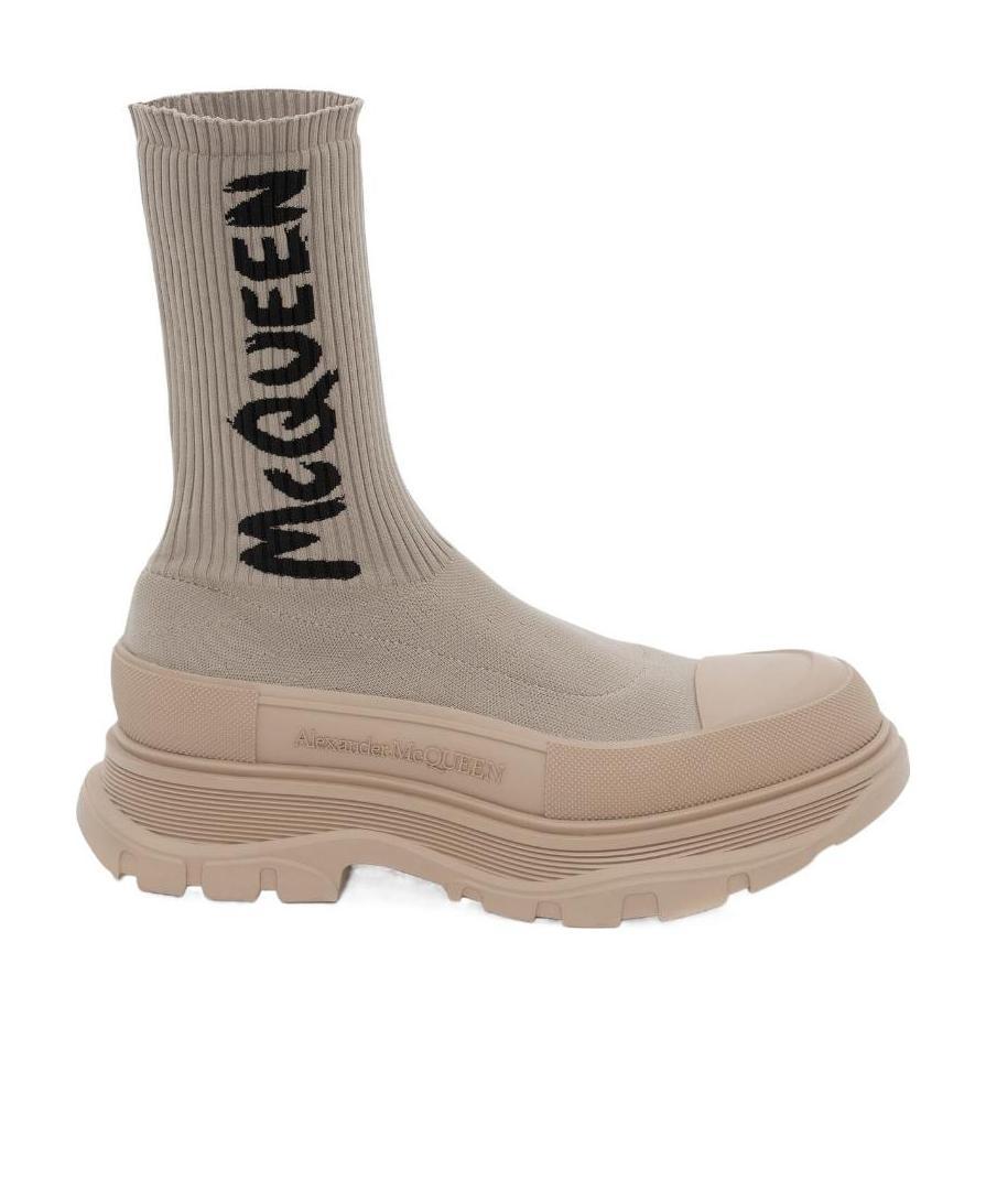 Alexander Mcqueen Alexander Mc Queen Graffiti Tread Slick Boots In Nude