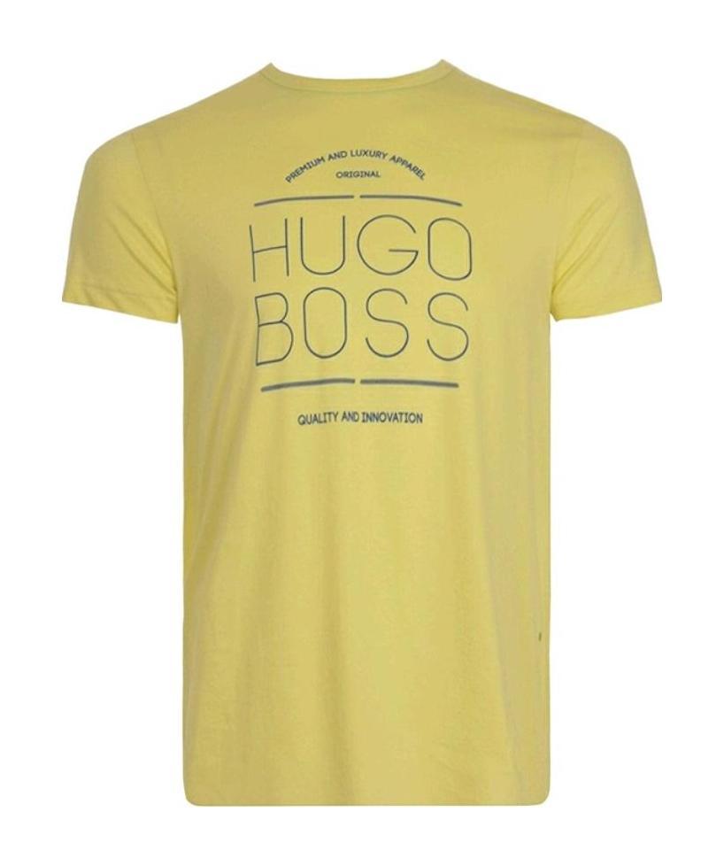 Hugo Boss T-shirt With Round Neck And Short Sleeves In Yellow