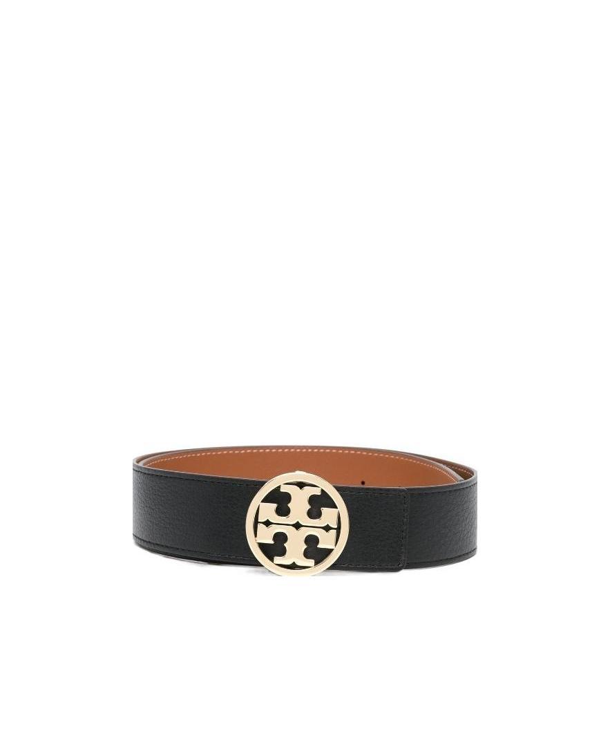 TORY BURCH LOGO-BUCKLE LEATHER BELT