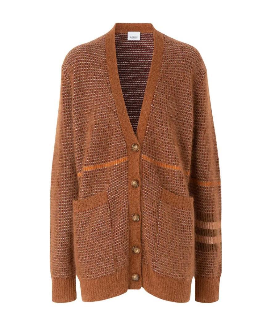 Burberry V-neck Buttoned Cardigan In Brown