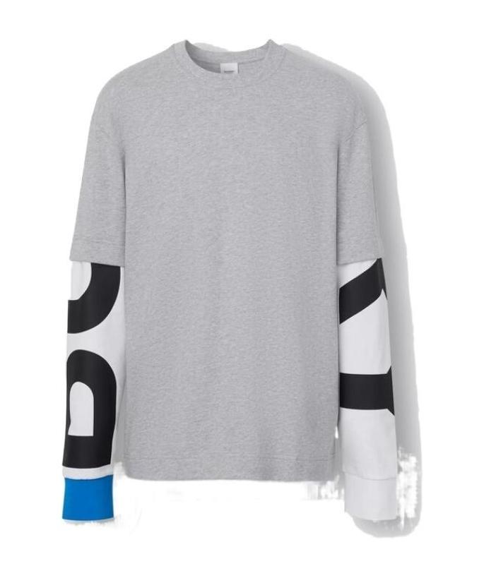 Burberry Logo Long-sleeved T-shirt In Gray