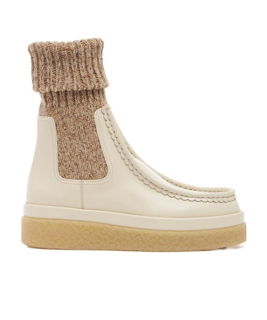 Shop Chloé Flat-soled Sock Boots In Nude
