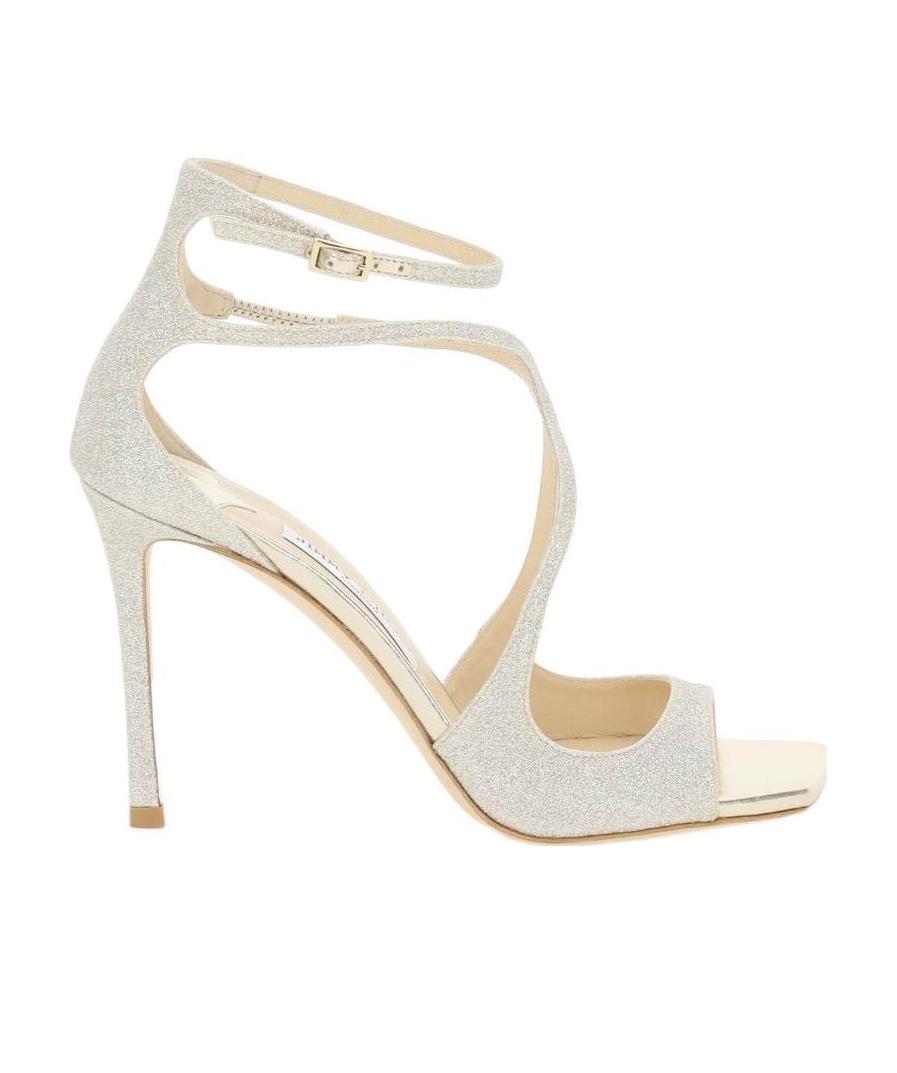 Jimmy Choo Azia 95 Glittered Satin Sandals In White