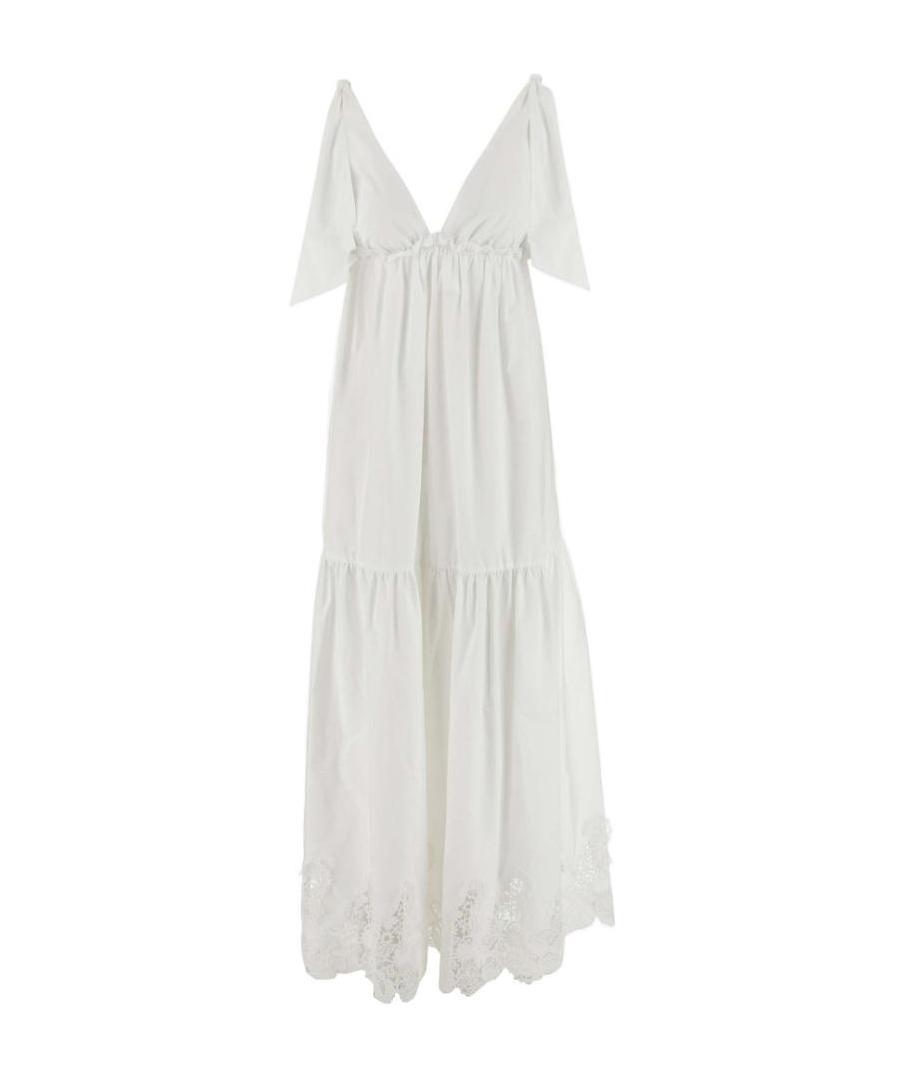 P.a.r.o.s.h V-neck Long Dress In White