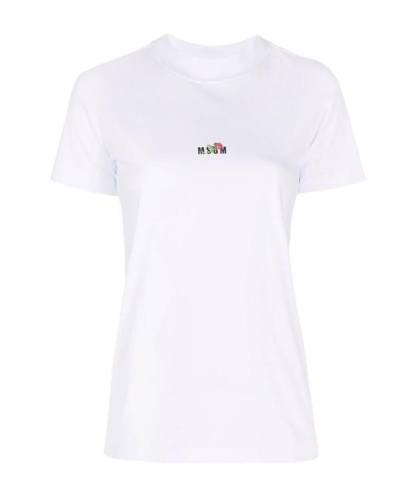 Msgm Embroidered-logo T-shirt In White