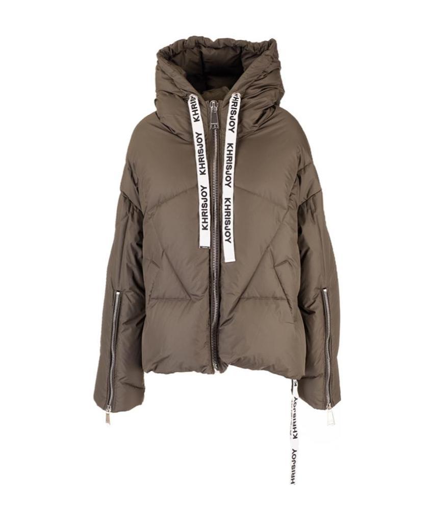 Khrisjoy Nylon Down Jacket With Hood And Padded Design In Gray