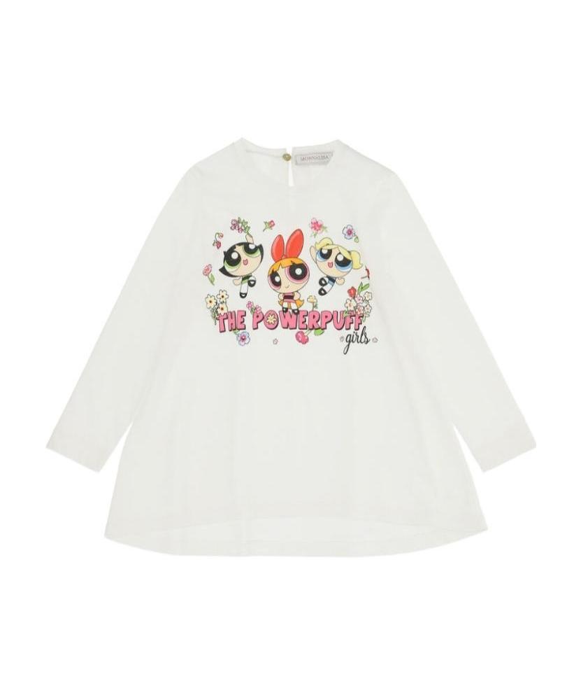 Monnalisa Powderpuff Girls-motif Cotton T-shirt In White