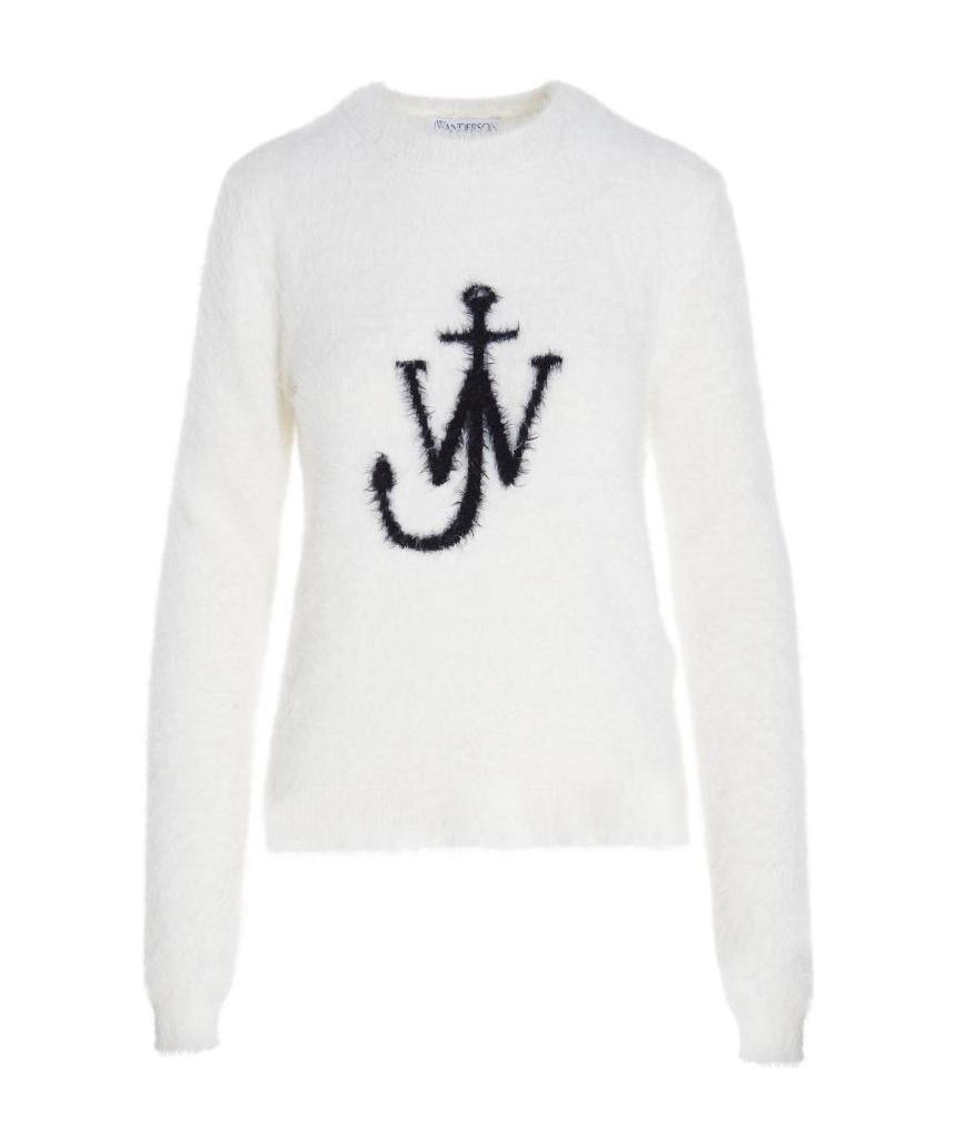 Jw Anderson Women Maglia Con Intarsio Logo In White