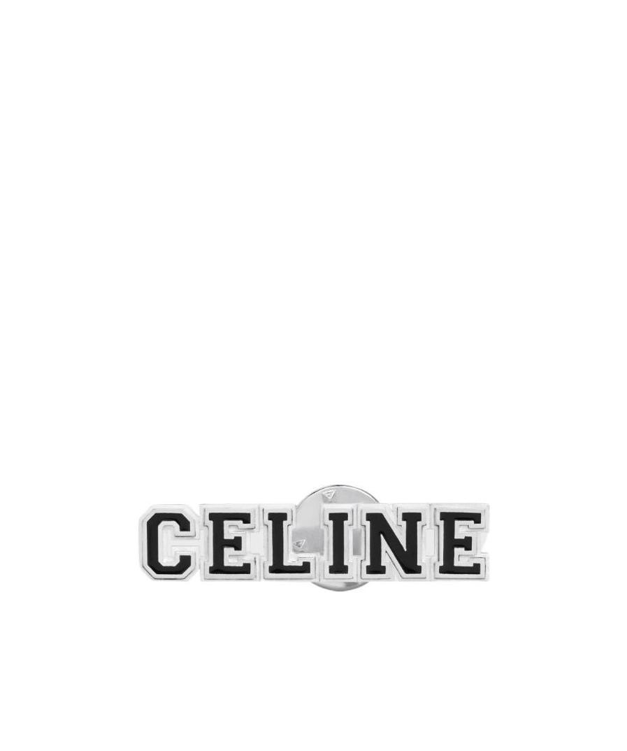 Celine Logo Brooch In White