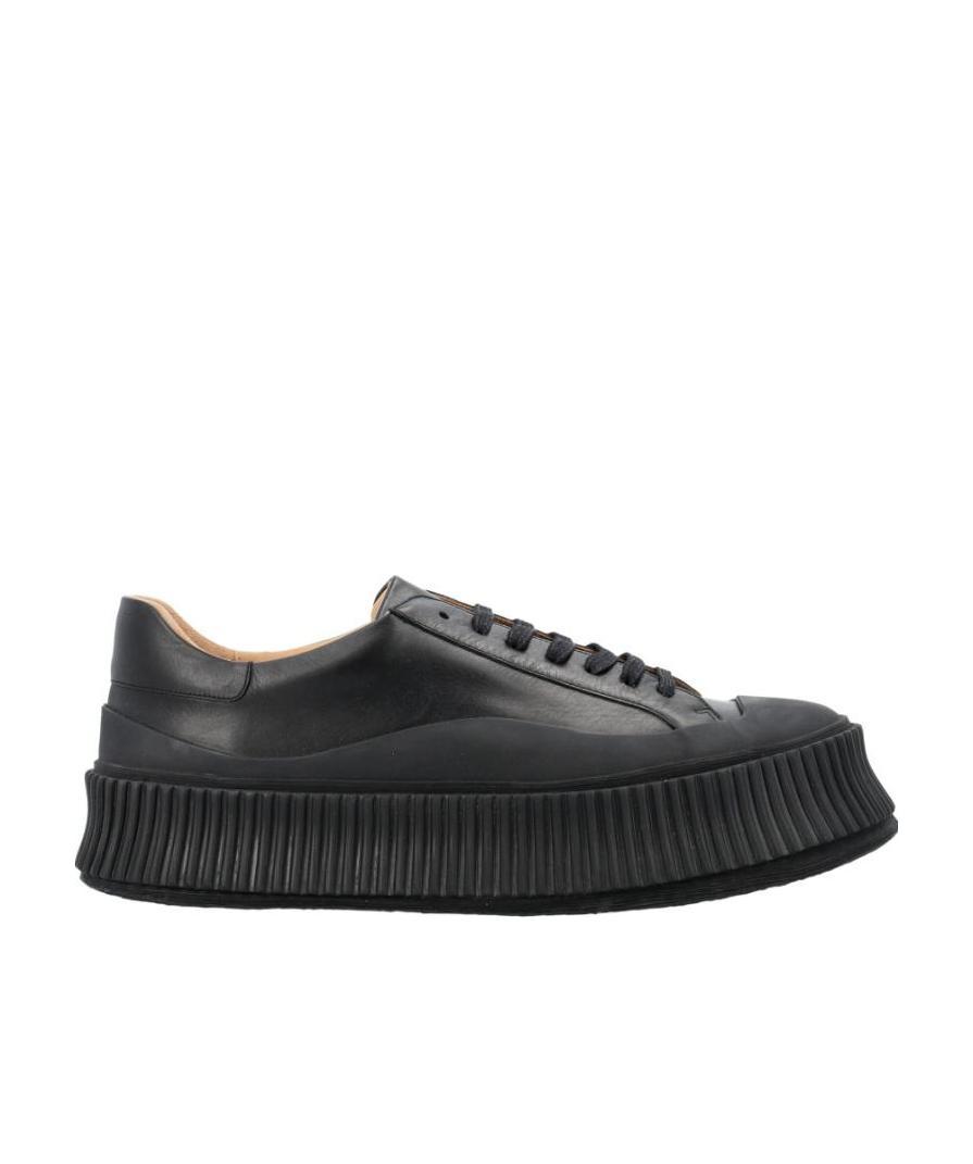 Jil Sander Leather Low-top Sneakers In Black
