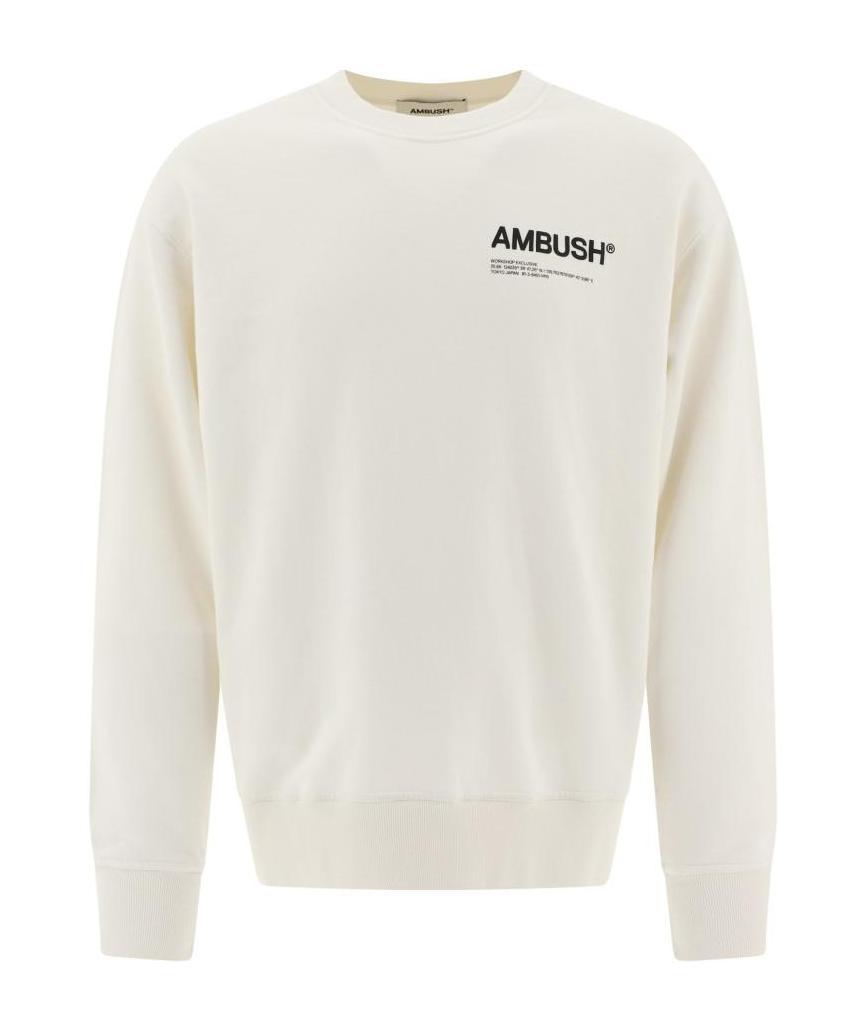 Ambush Fleeced Cotton Workshop Crew-neck Sweatshirt In White