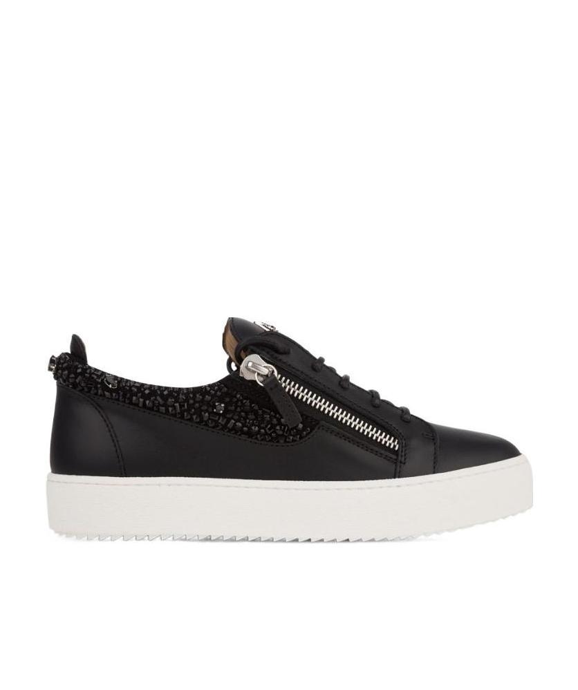 Shop Giuseppe Zanotti Black Crystal Decorated Sneakers