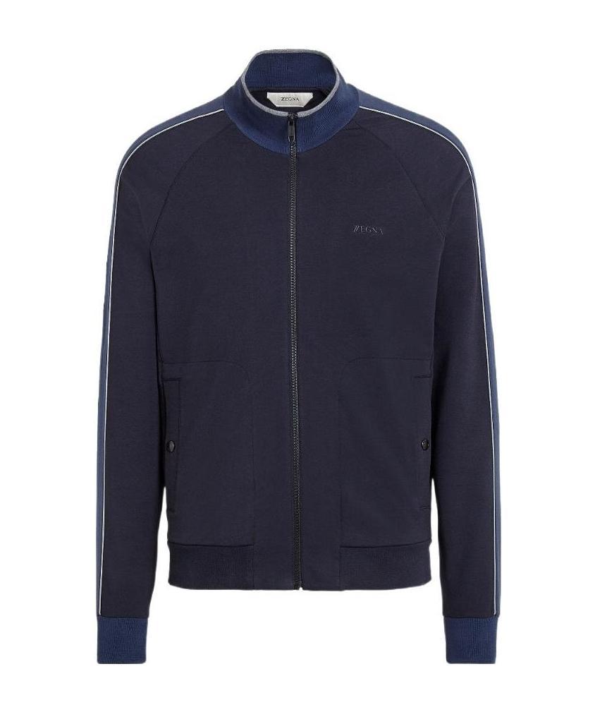 Shop Zegna High-necked Zipper Casual Jacket In Black