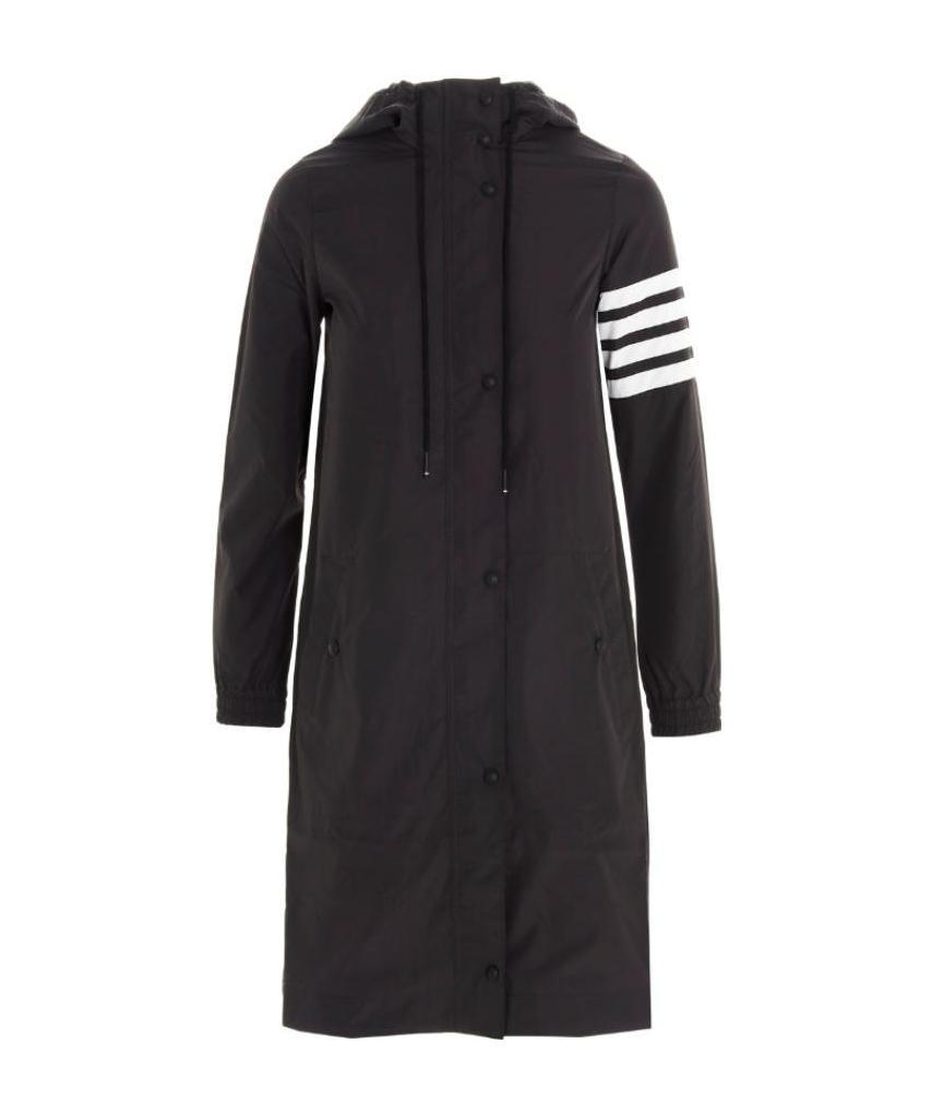 Thom Browne 4 Bar'hooded Windbreaker In Black