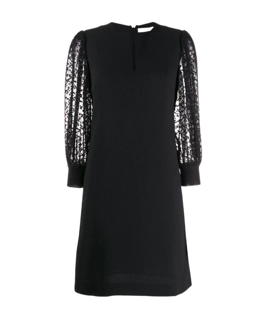 Givenchy Floral Lace Sleeved Dress In Black