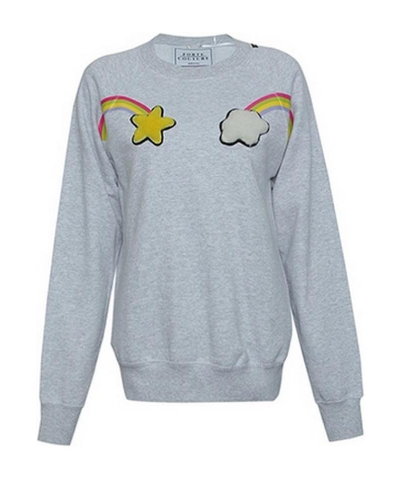 Forte Couture Round-necked Printed Sweater In Gray