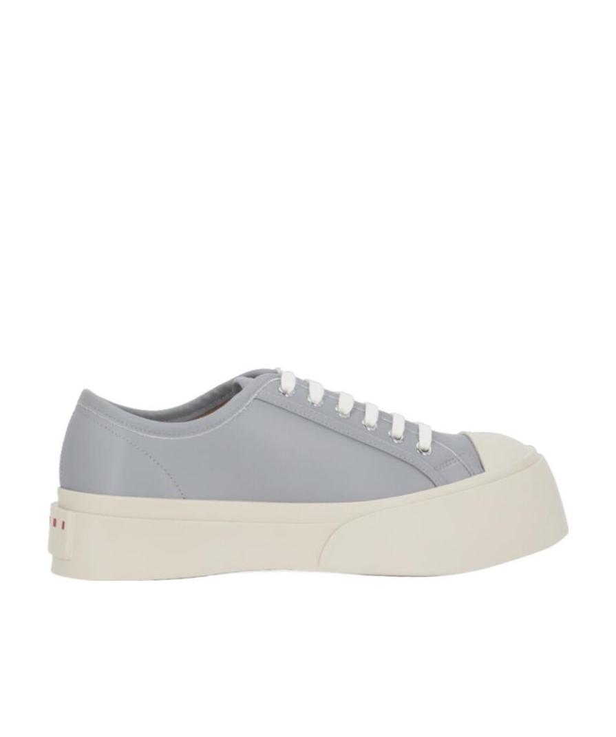 Shop Marni Grey Leather Pablo Lace-up Sneaker In Gray
