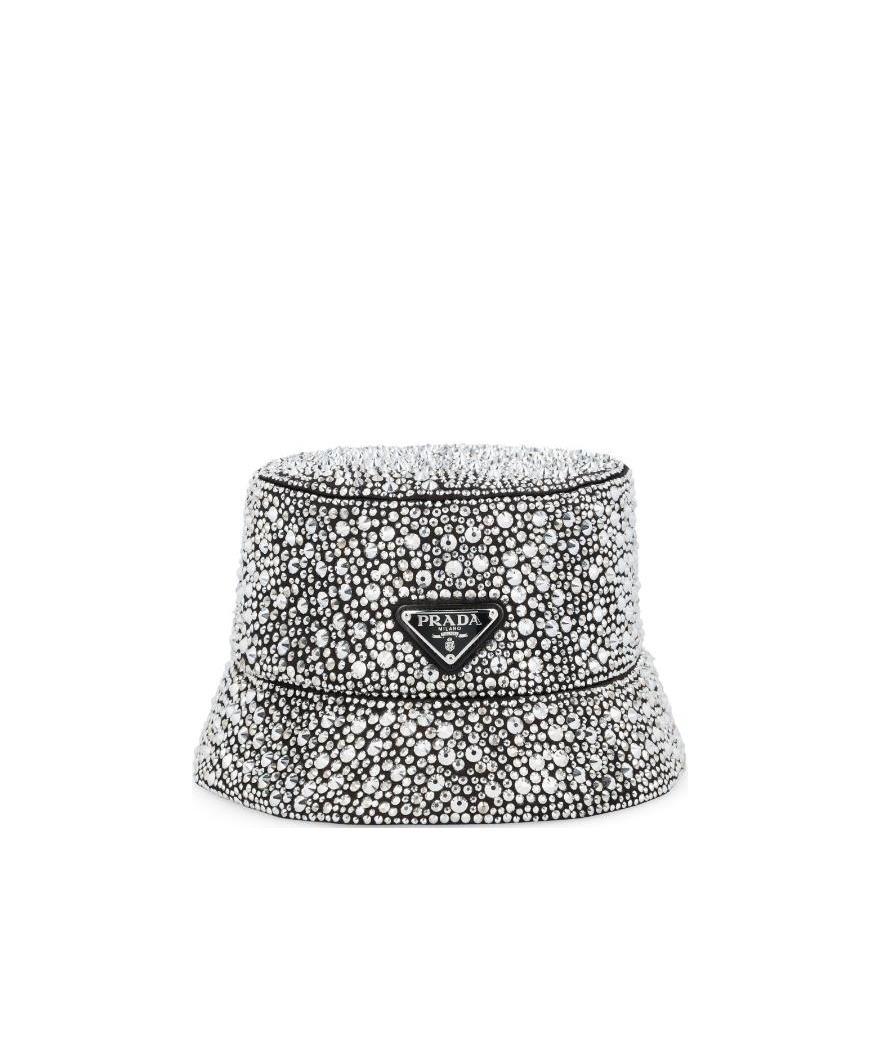Prada Crystal-embellished Bucket Hat In White