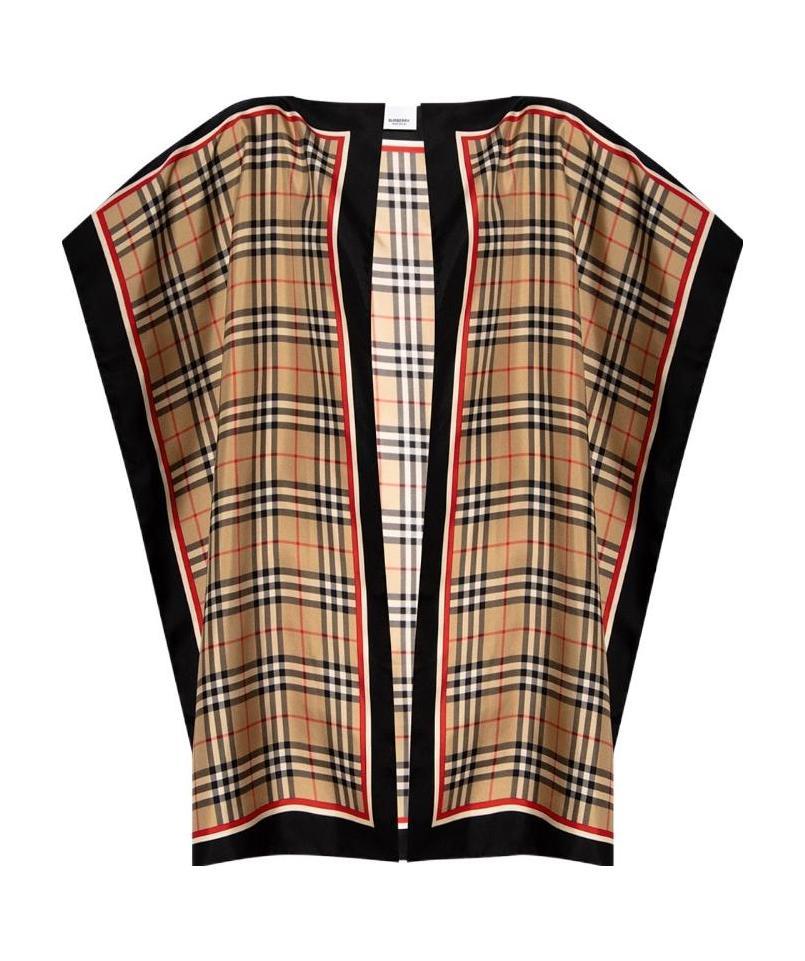 Burberry Vintage Check-print Silk Cape In Nude