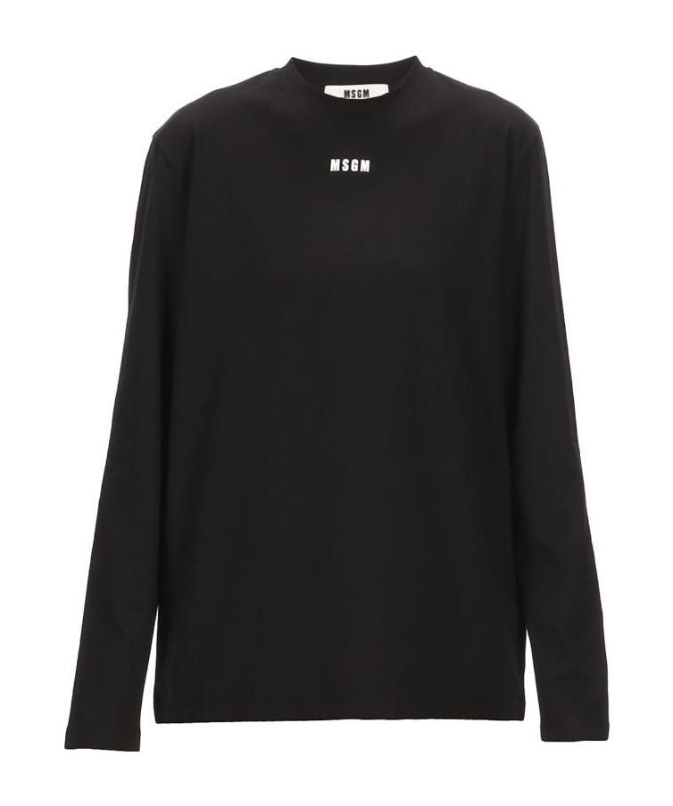 Msgm Logo-print Long-sleeve T-shirt In Black