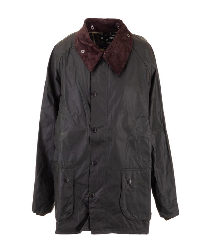 Shop Barbour Bedale Corduroy-collar Wax Jacket In Black