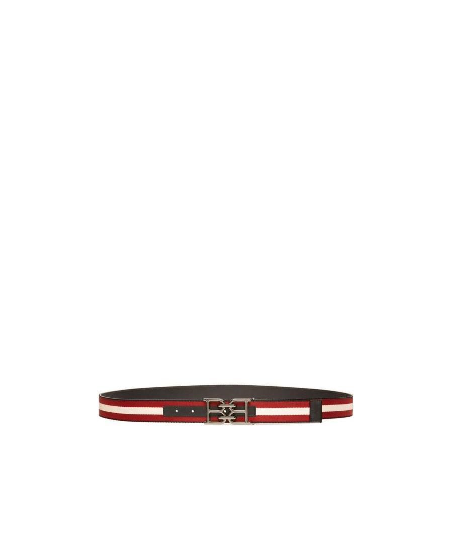 Shop Bally Logo Stripe Belt In Black