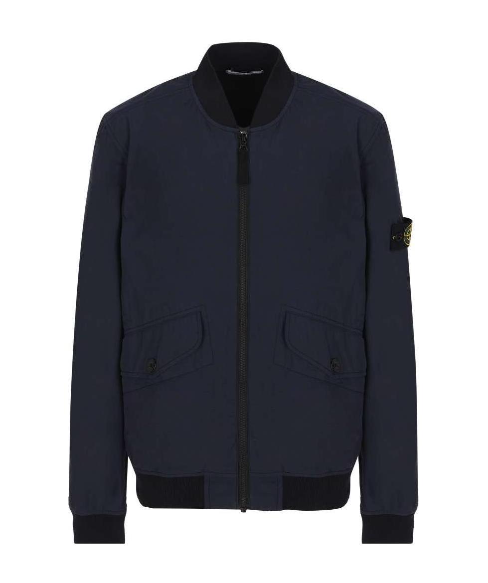 Stone Island Logo-patch Bomber Jacket In Blue